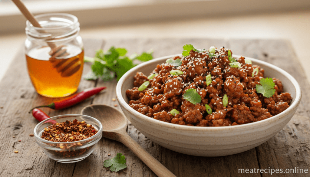 hot honey ground beef bowl