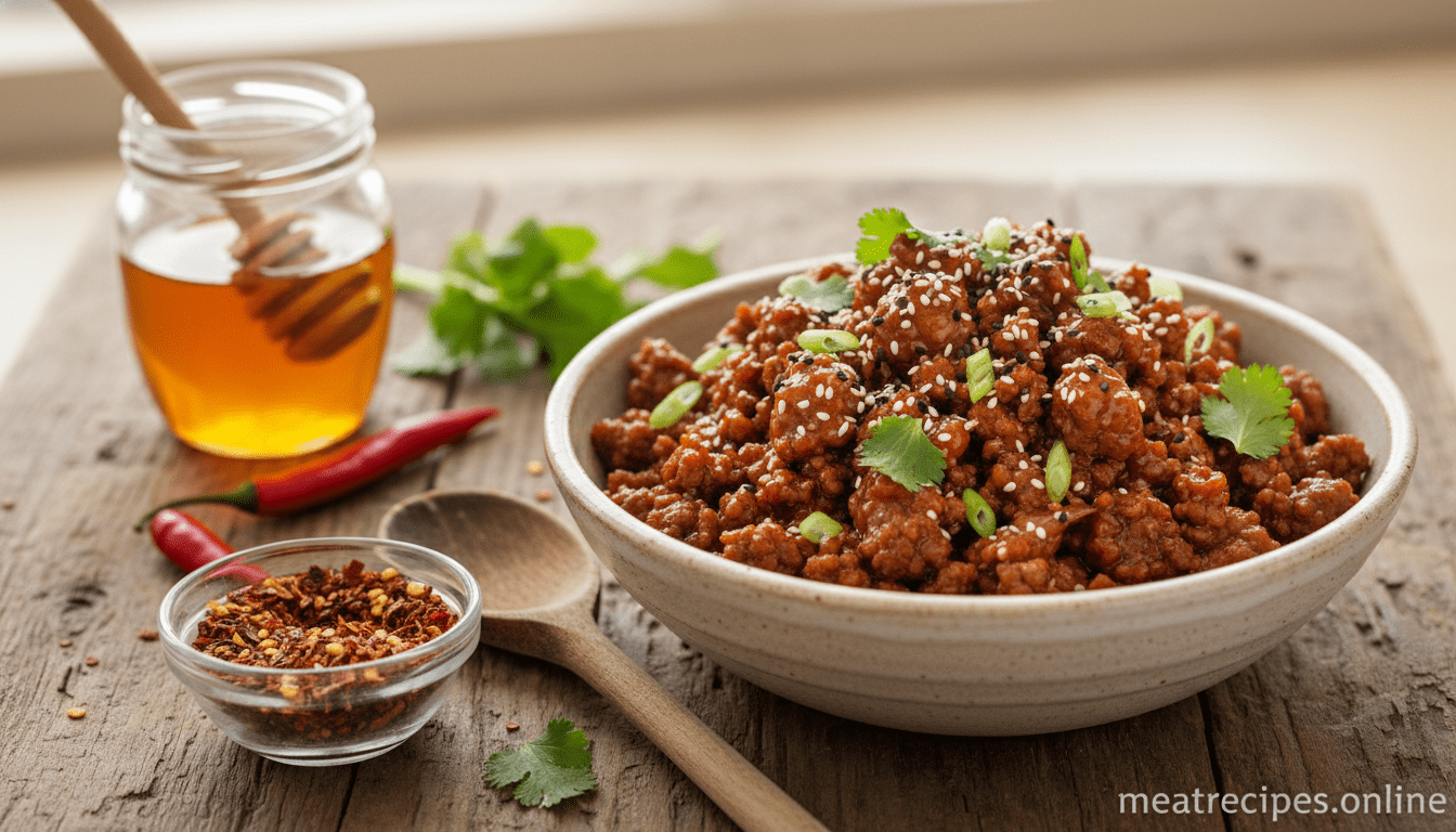 hot honey ground beef bowl