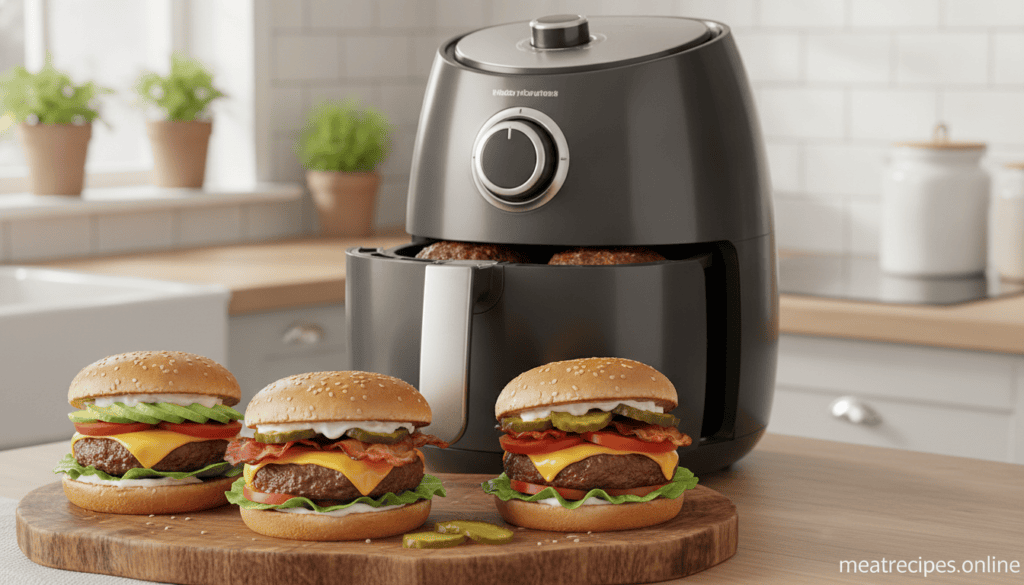Air fryer burger setup