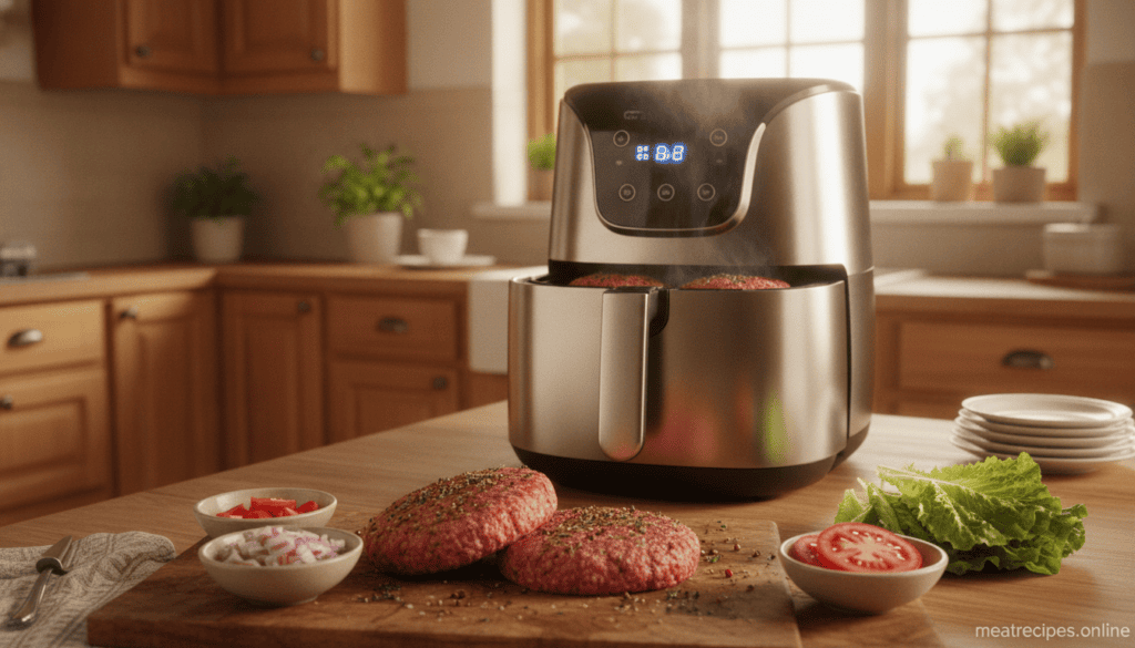 Kitchen countertop featuring an air fryer
